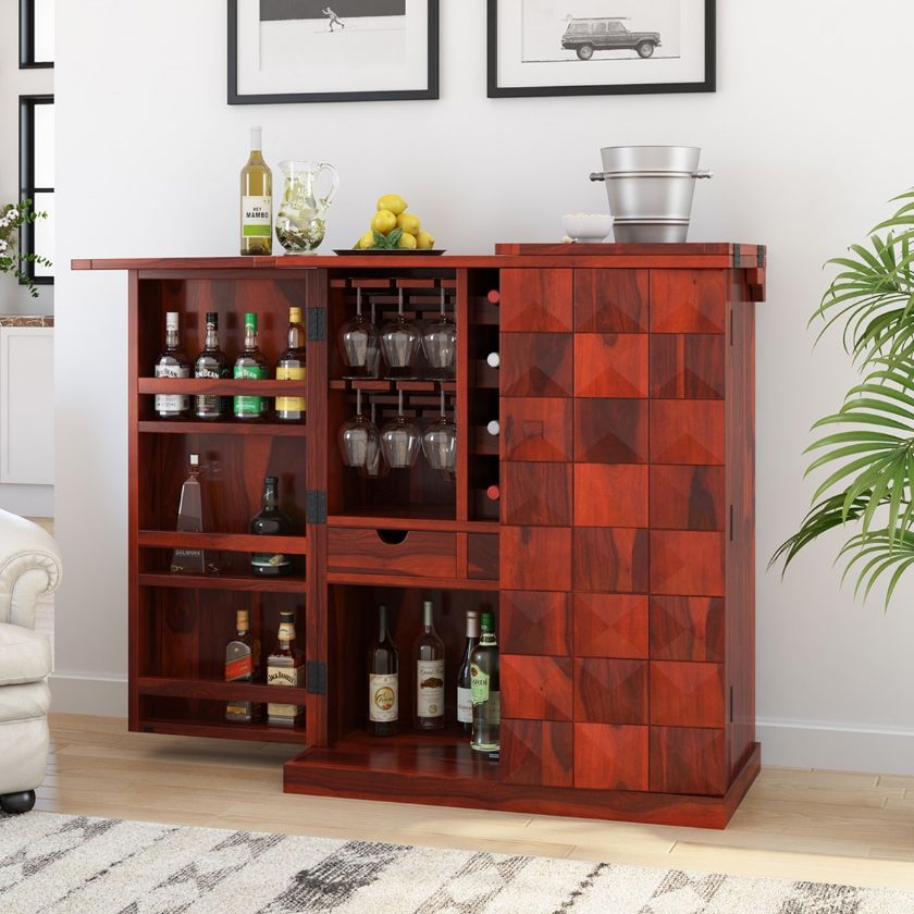Picture of Richmond Solid Wood Expandable Bar Cabinet With Flip Top