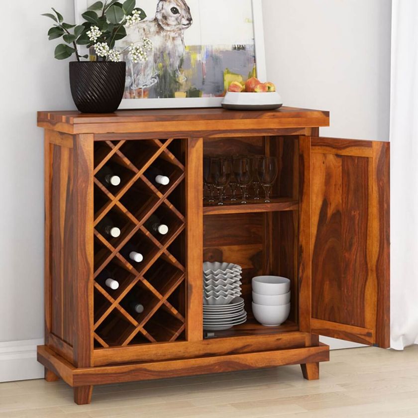 Picture of Virginia Rustic Solid Wood Small Wine Bar Cabinet