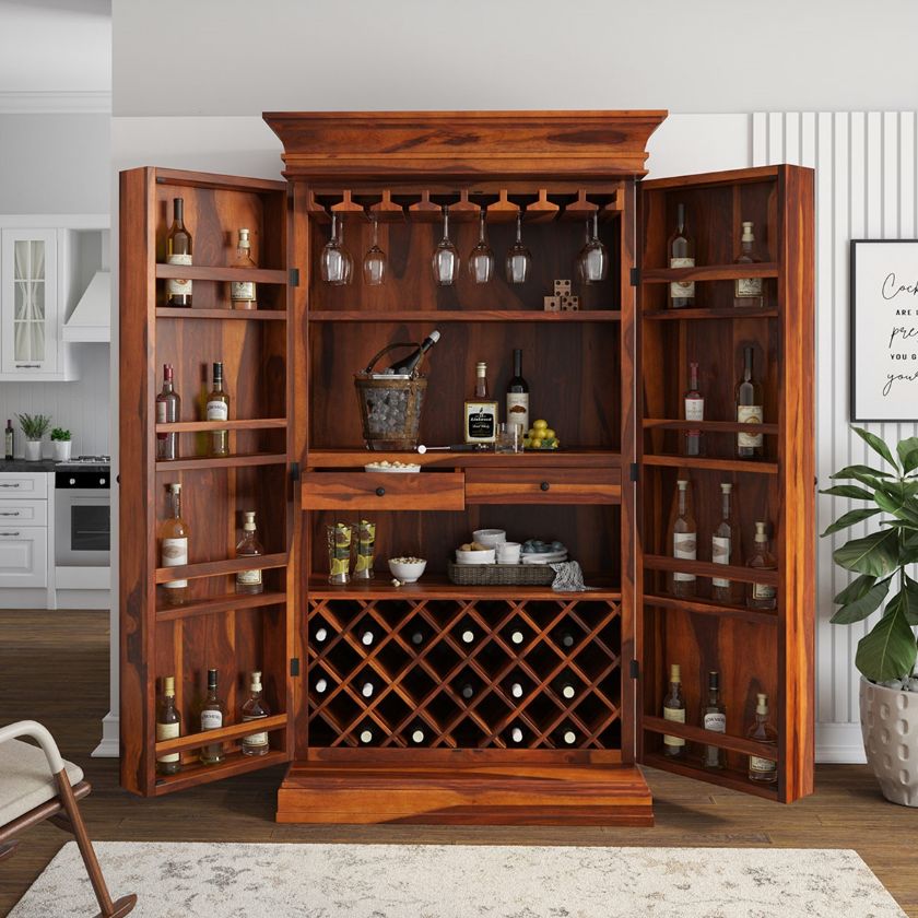 Picture of Ohio Rustic Tall Armoire Wine & Liquor Cabinet 