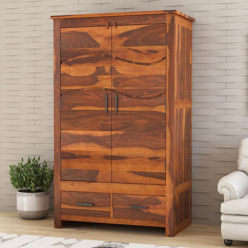 Picture of Santa Barbara Solid Wood Large Bedroom Armoire Wardrobe With Drawers