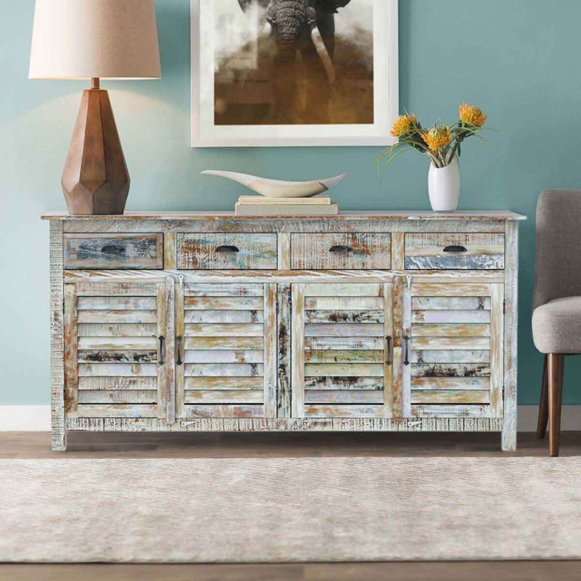 Picture of Tucson Rainbow Rustic Solid Wood 4 Drawer Large Sideboard Cabinet