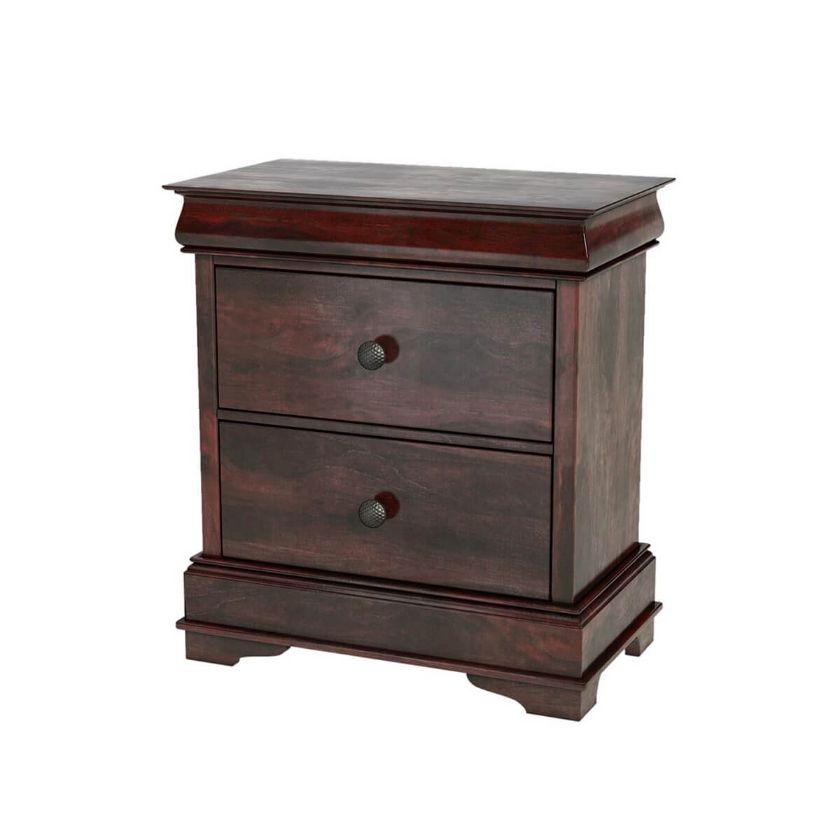 Picture of Classic Sleigh Solid Wood Nightstand with Two Drawers