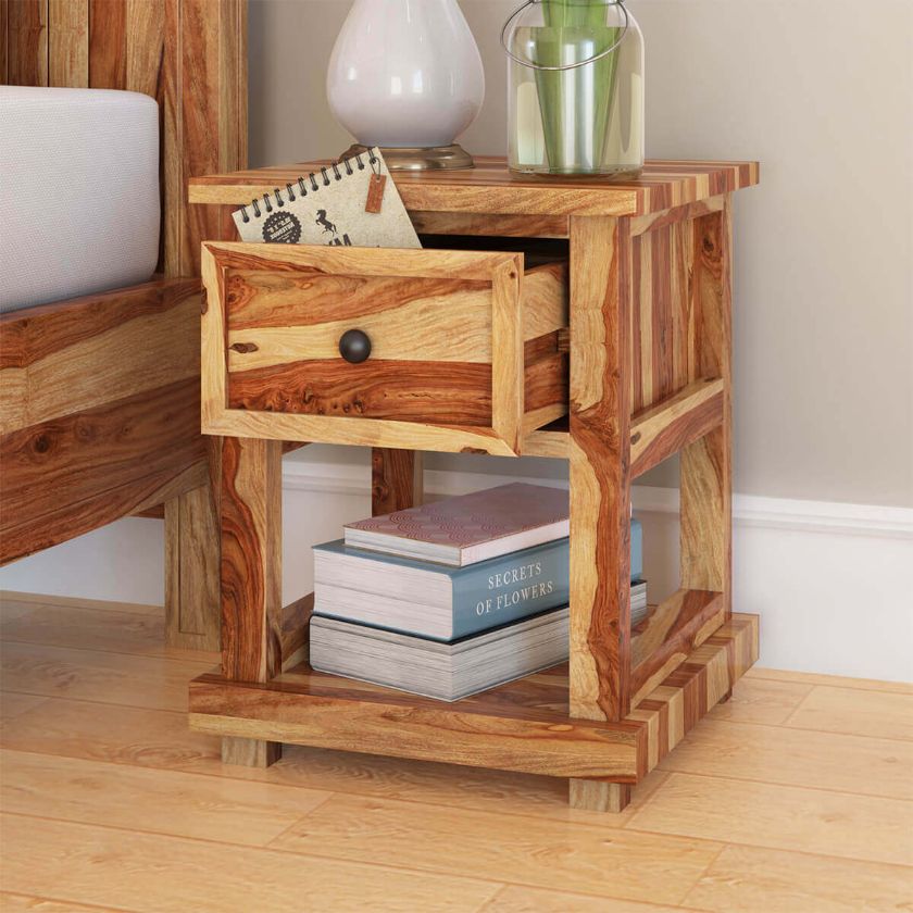 Picture of Larvik Rustic Solid Wood 1 Drawer Nightstand