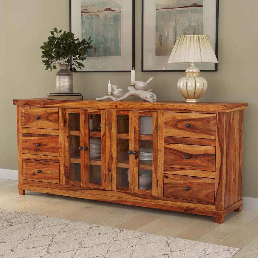 Picture of Idaho Modern Rustic Solid Wood 6 Drawer Large Sideboard Cabinet