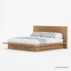 Picture of Britain Low Height Farmhouse Teak Wood Platform Bed Frame With Headboard