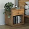 Picture of Britain Rustic Teak Wood 1 Drawer Bedside Nightstand