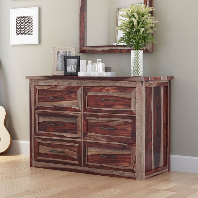 Picture of Jamaica Modern Solid Wood Bedroom Dresser Chest With 6 Drawers 