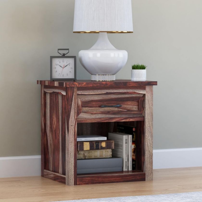 Picture of Jamaica Handcrafted Rustic Solid Wood 1 Drawer Nightstand