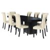 Picture of Urban Rustic Solid Wood Large Dining Table & Leather Parson Chairs