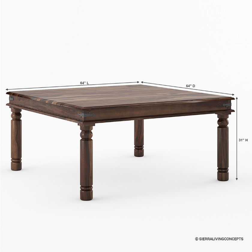 Richmond Rustic Solid Wood 8 Seater Square Dining Table Size Image