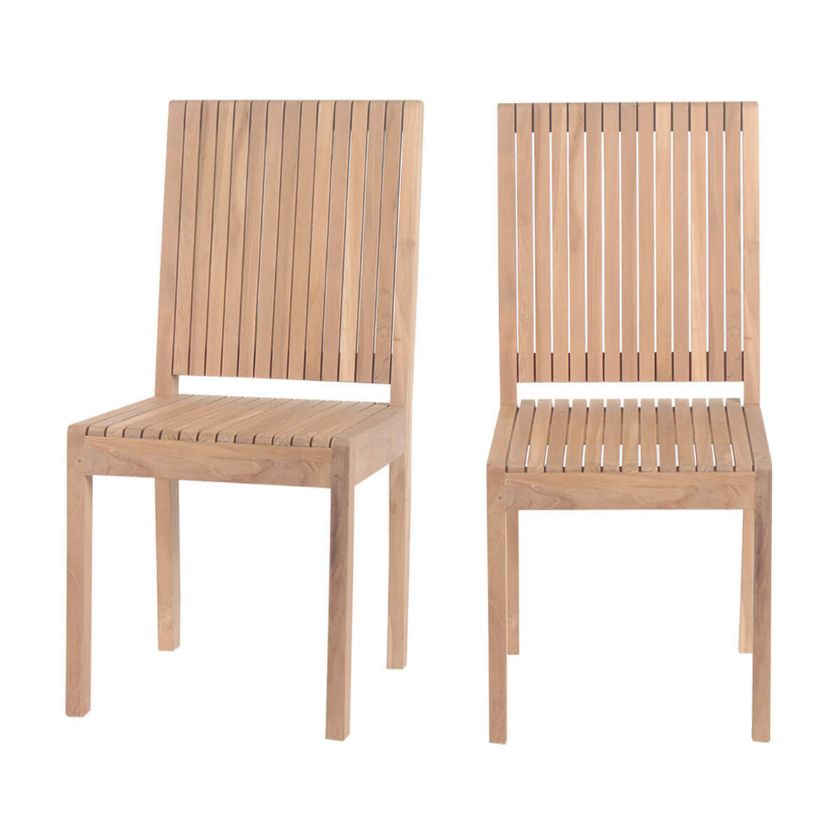 Picture of Ottoville Stylish Teak Wood Slatted Back Dining Chair Set of 2
