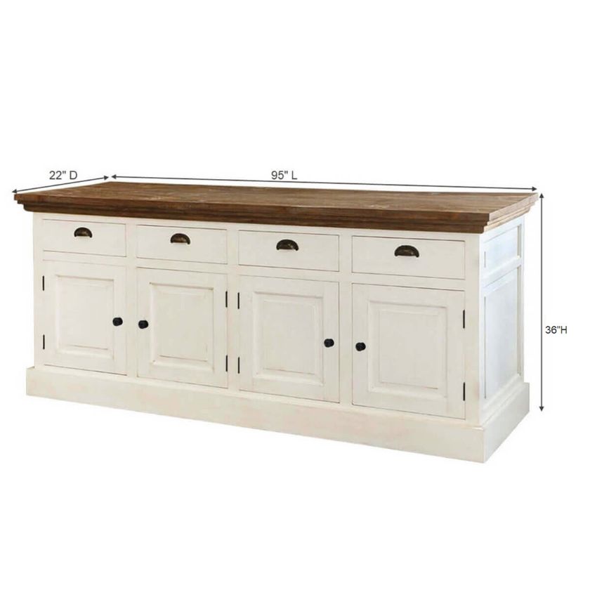 Georgia Two Tone Teak and Solid Wood Extra Long Sideboard Size Image
