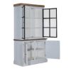 Picture of Palatka Farmhouse White Kitchen Pantry Cabinet with Glass Doors