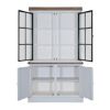 Picture of Palatka Farmhouse White Kitchen Pantry Cabinet with Glass Doors