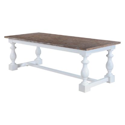 Picture of Danville Two Tone Solid Wood Trestle Baluster Farmhouse Dining Table