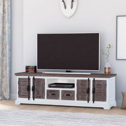 Picture of Danville Rustic Solid Wood White TV Media Console (75")