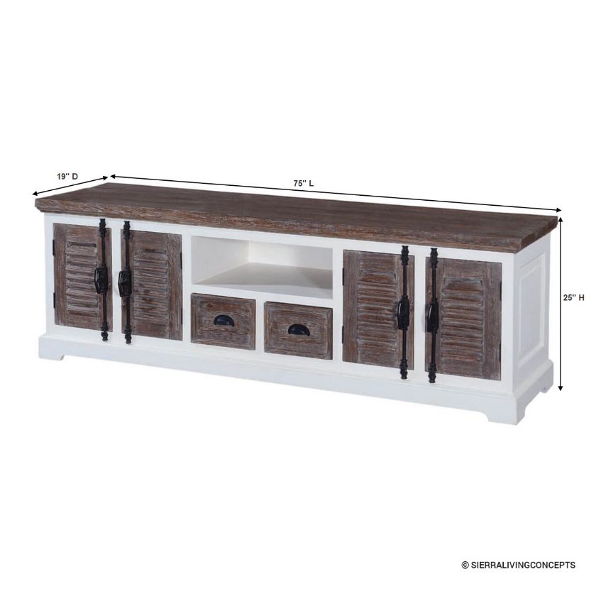 Danville Rustic Solid Wood White TV Media Console (75