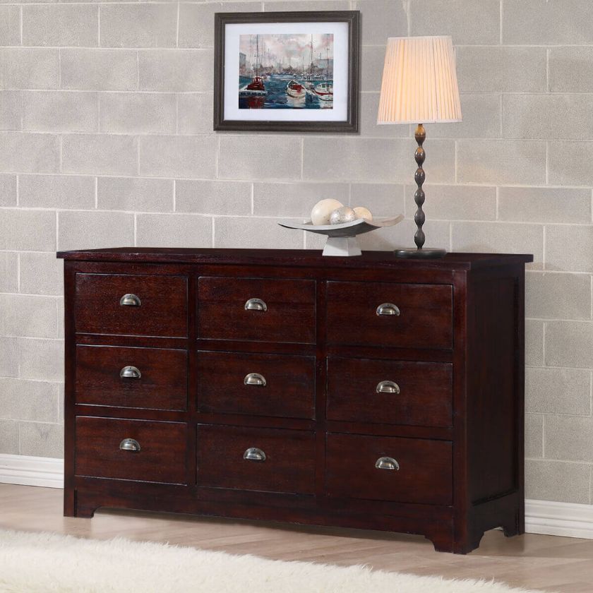 Picture of Octa Stylish Handcrafted Mahogany Wood 9 Drawer Triple Dresser