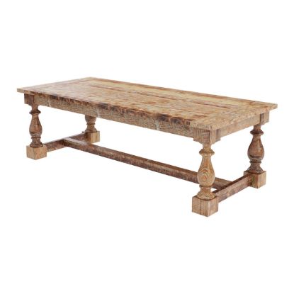 Picture of Large Britain Rustic Teak Wood Trestle Baluster Dining Table