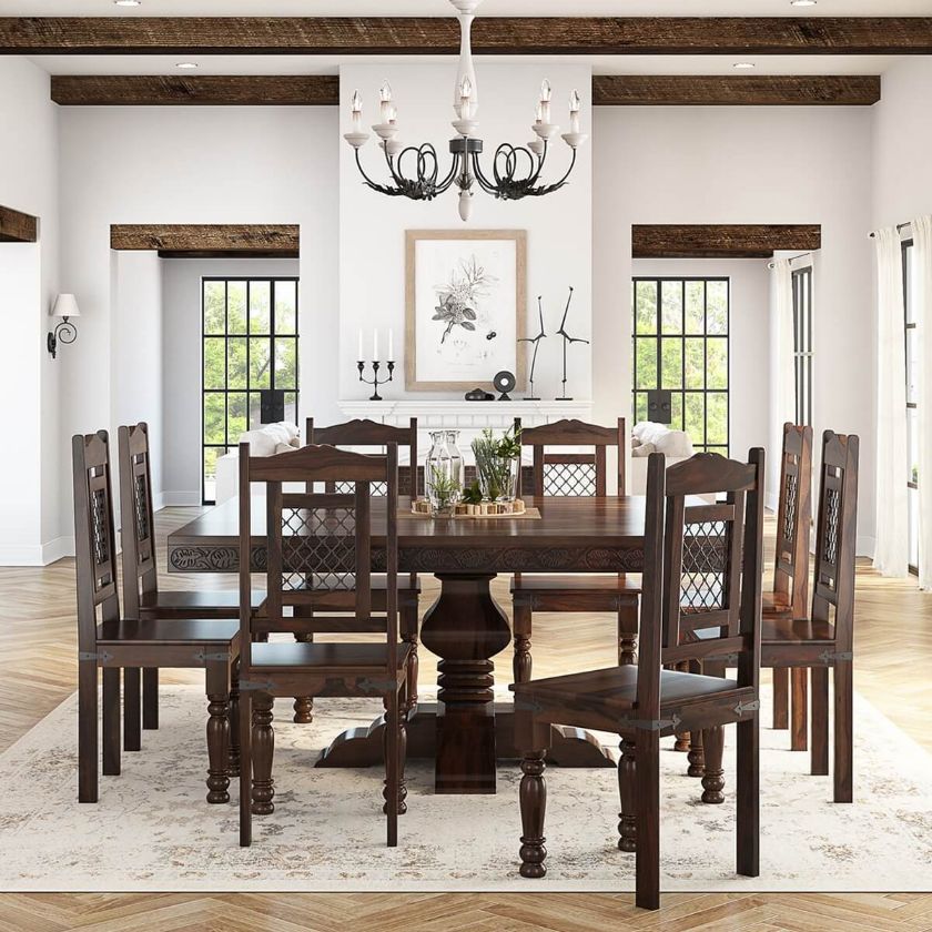 Picture of Florida Handcrafted Traditional Rosewood Square Dining Table & Chairs