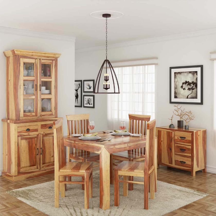 Picture of Ostrander Rustic Solid Wood 7 Piece Dining Room Set