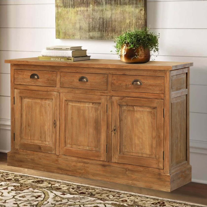 Picture of Heurich Traditional Reclaimed Teak Wood 3 Drawer Large Sideboard