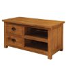 Picture of Genoa Contemporary Teak Wood 2 Open Shelves 2 Drawer Small TV Stand