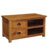Picture of Genoa Contemporary Teak Wood 2 Open Shelves 2 Drawer Small TV Stand