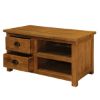Picture of Genoa Contemporary Teak Wood 2 Open Shelves 2 Drawer Small TV Stand