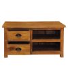 Picture of Genoa Contemporary Teak Wood 2 Open Shelves 2 Drawer Small TV Stand