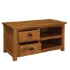 Picture of Genoa Contemporary Teak Wood 2 Open Shelves 2 Drawer Small TV Stand