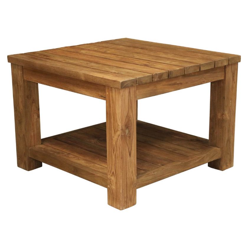 Picture of Cainhoe Rustic Reclaimed Teak Wood 2 Tier Square Plank Coffee Table