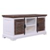 Picture of Selfoss Rustic Teak Wood and Solid Wood Louvered Door TV Stand