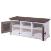 Picture of Selfoss Rustic Teak Wood and Solid Wood Louvered Door TV Stand