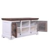 Picture of Selfoss Rustic Teak Wood and Solid Wood Louvered Door TV Stand