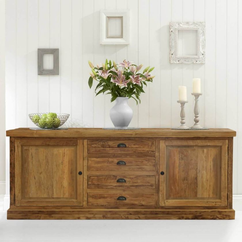 Picture of Centralia Rustic Reclaimed Teakwood 4 Drawer Large Sideboard Cabinet