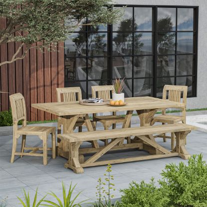 Picture of Fulton Reclaimed Farmhouse Outdoor Dining Set with Bench