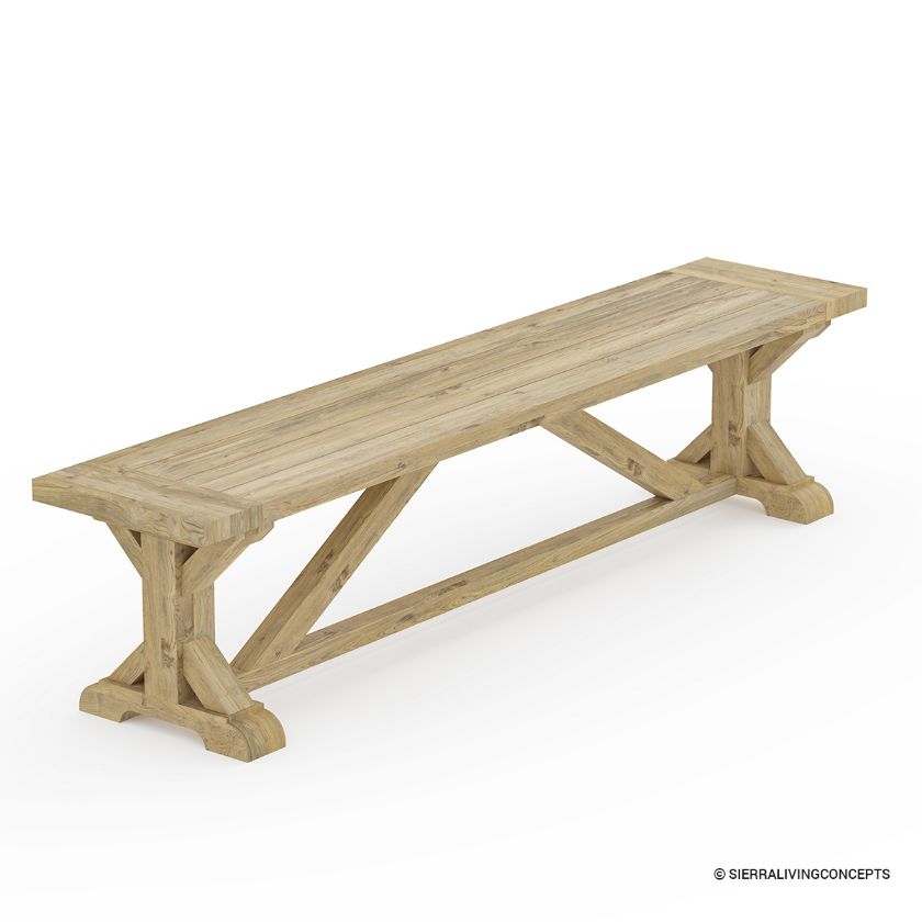 Picture of Fulton Stylish Teak Wood Trestle Base Dining Bench