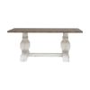 Picture of Greenville Farmhouse Two-Tone Teak Wood Trestle Pedestal Dining Table