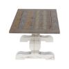 Picture of Greenville Farmhouse Two-Tone Teak Wood Trestle Pedestal Dining Table
