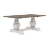Picture of Greenville Farmhouse Two-Tone Teak Wood Trestle Pedestal Dining Table