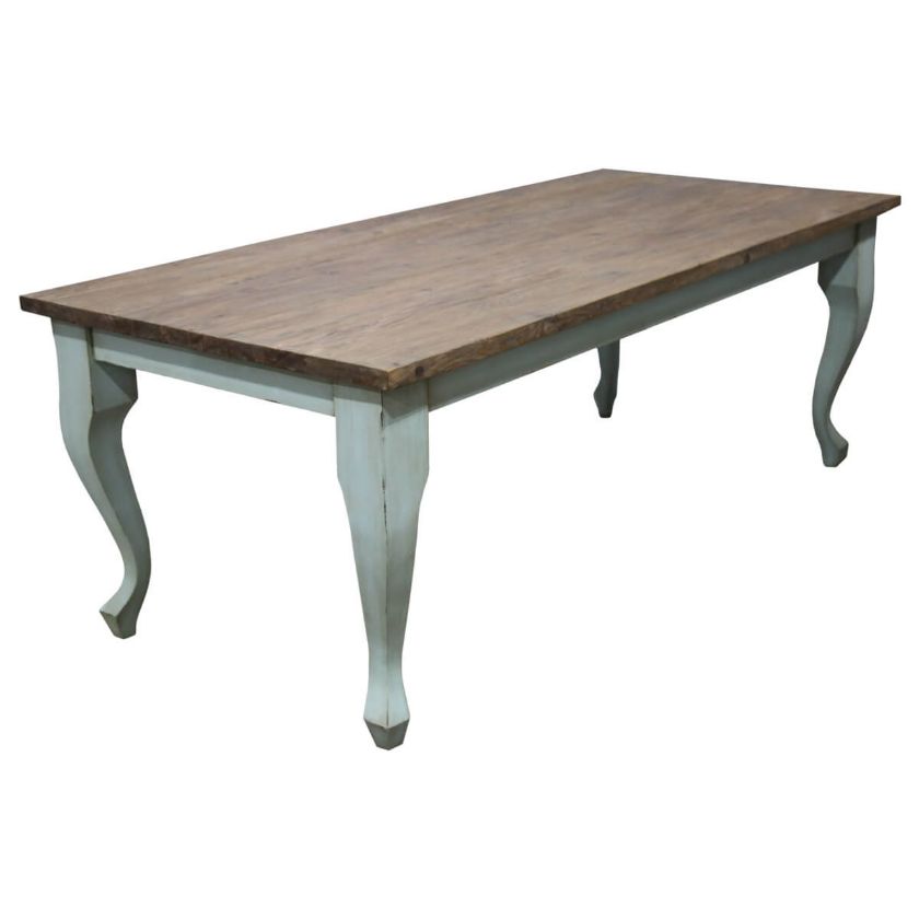 Picture of Compton Two Tone Teak Wood Farmhouse Dining Table With Cabriole Leg 