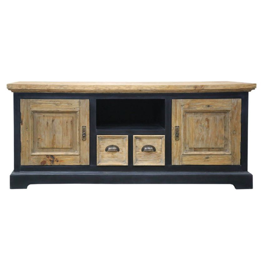 Picture of Carterville Rustic Teak and Mahogany Wood TV Stand Media Cabinet