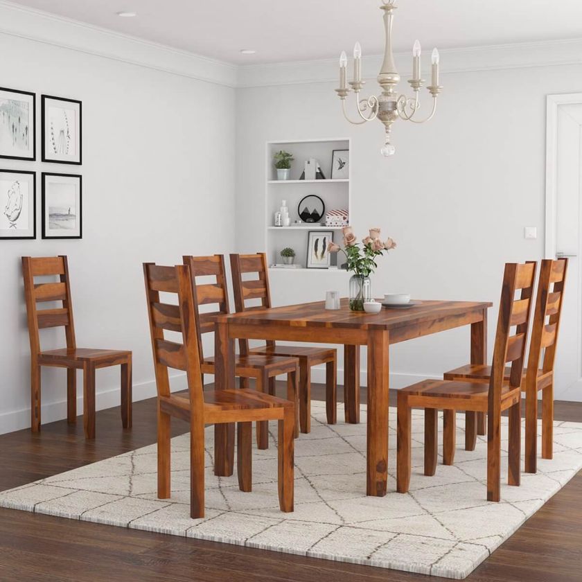 Picture of Cariboo Contemporary Rustic Solid Wood Dining Table and Chair Set