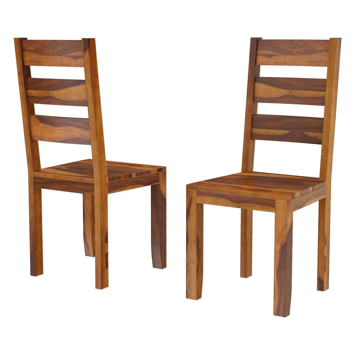 Cariboo Contemporary Rustic Solid Wood Ladder Back Dining Chair.