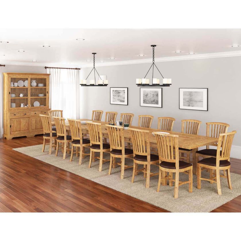 Picture of Brussels Rustic Teak Wood 18 Piece Dining Room Set