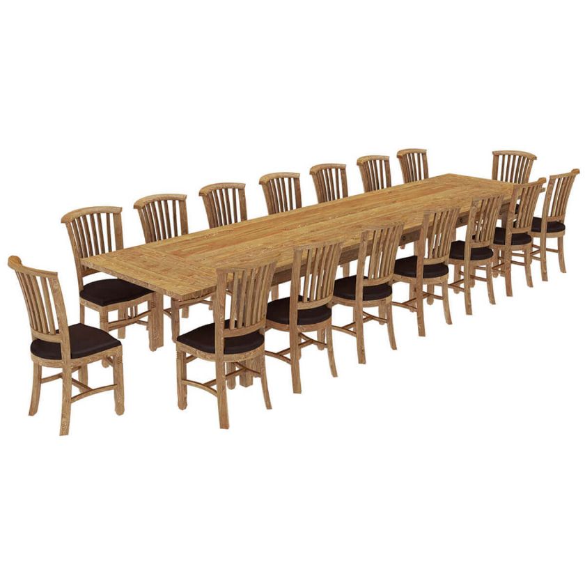 Picture of Brussels Reclaimed Teak Wood 17 Piece Large Extendable Dining Table Set