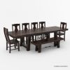 Picture of Tirana Rustic Solid Wood Extension Dining Table 6 Chairs and Bench Set