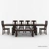 Picture of Tirana Rustic Solid Wood Extension Dining Table 6 Chairs and Bench Set