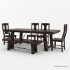 Picture of Tirana Rustic Solid Wood Extension Dining Table 6 Chairs and Bench Set